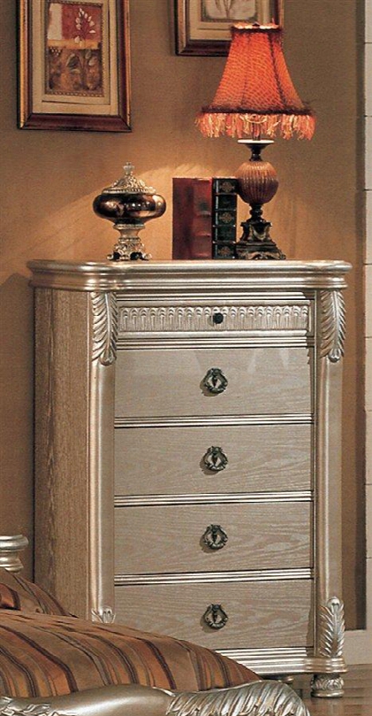 Be7005ch Bellevue 5 Drawer Chest In Antique Silver