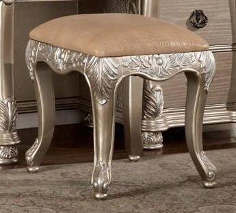 Be7009st Bellevue Vanity Stool With Leather In Antique Silver