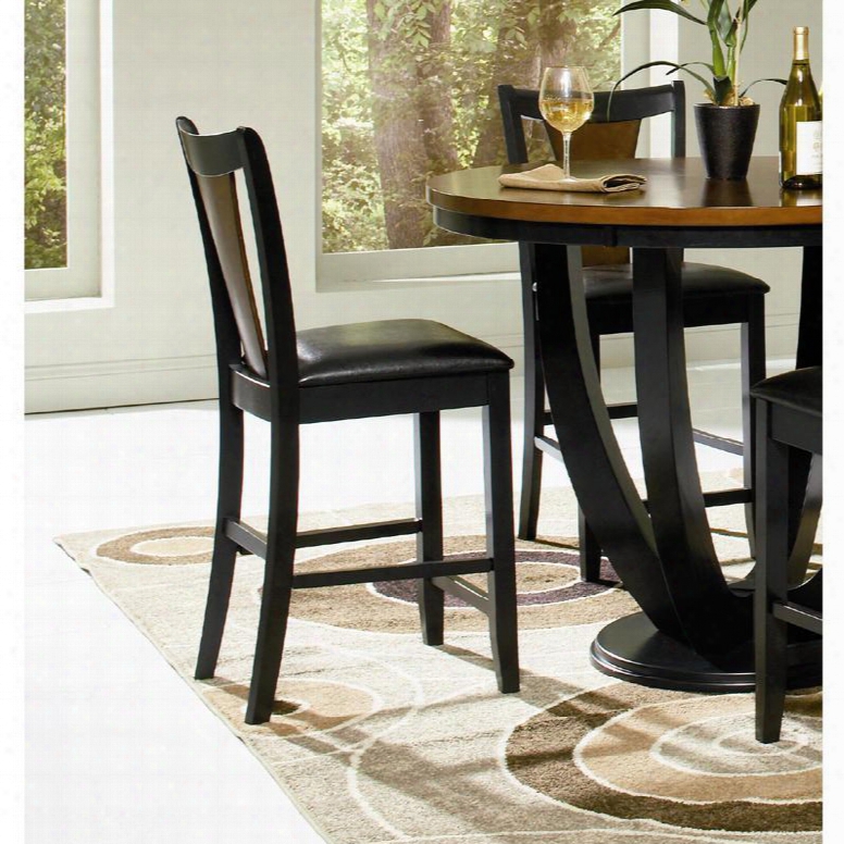 Boyer 102099 24" Contemporary Bar Stool With Decorative Back And Modern Flared Legs And  Upholstered In Durable Black