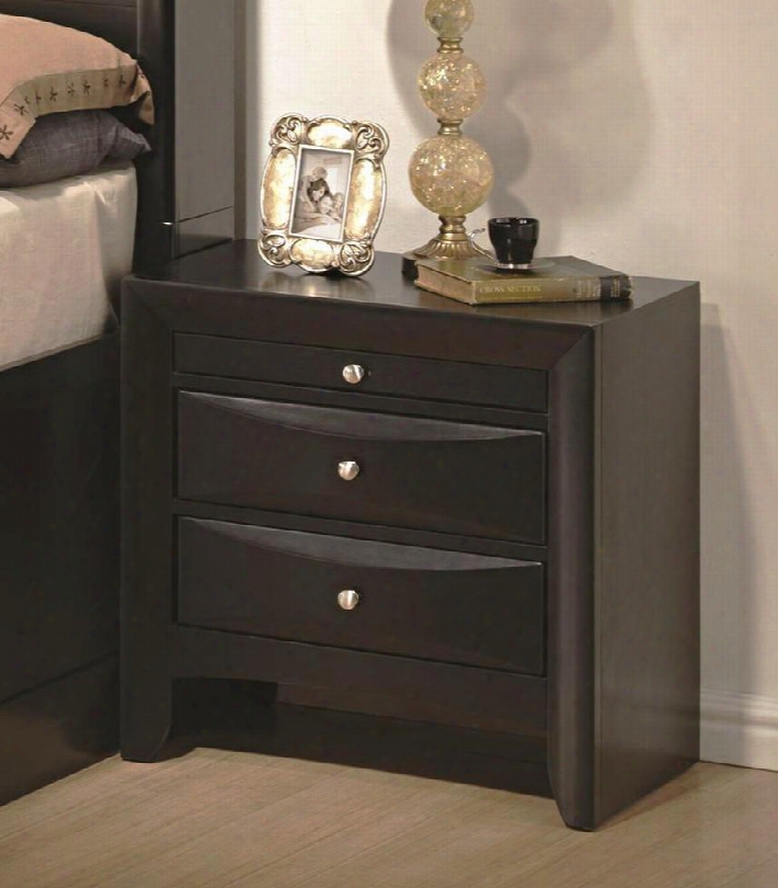 Briana 200702 25.5" 2-drawer N Ightstand With Chamfered Drawer Edges Brushed Chrome Knobs And Pull-out Tray On Top In