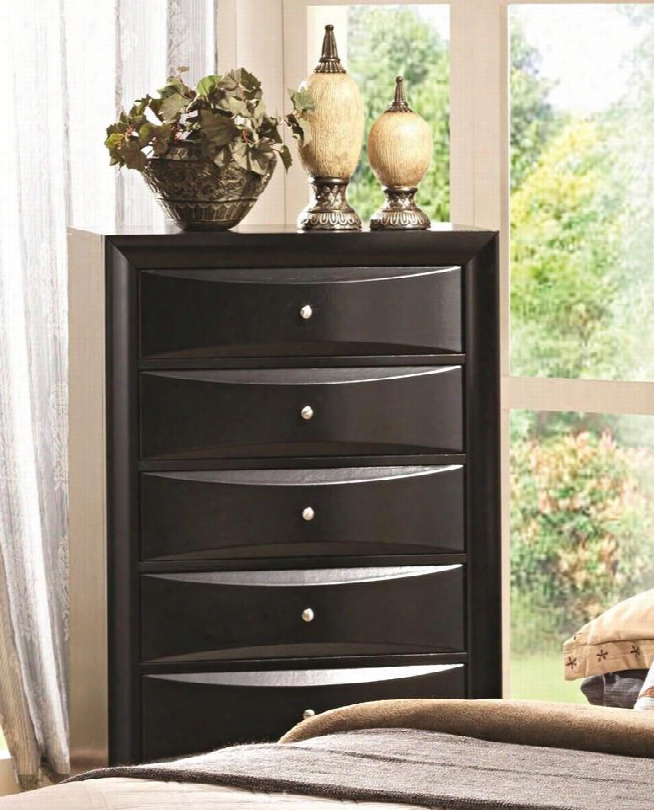 Briana 200705 31.5" 5-drawer Chest With Chamfered Drawer Edges Brushed Chrome Knobs And Kenlin Glides In