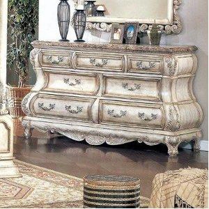 Ca6627dr Calidonian 7 Drawer Marble Top Dresser In Whitewash