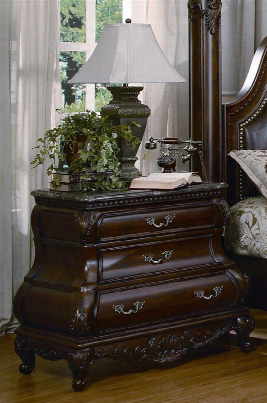 Ca7733n Calidonian 3 Drawer Marble Top Nightstand In A Cherry