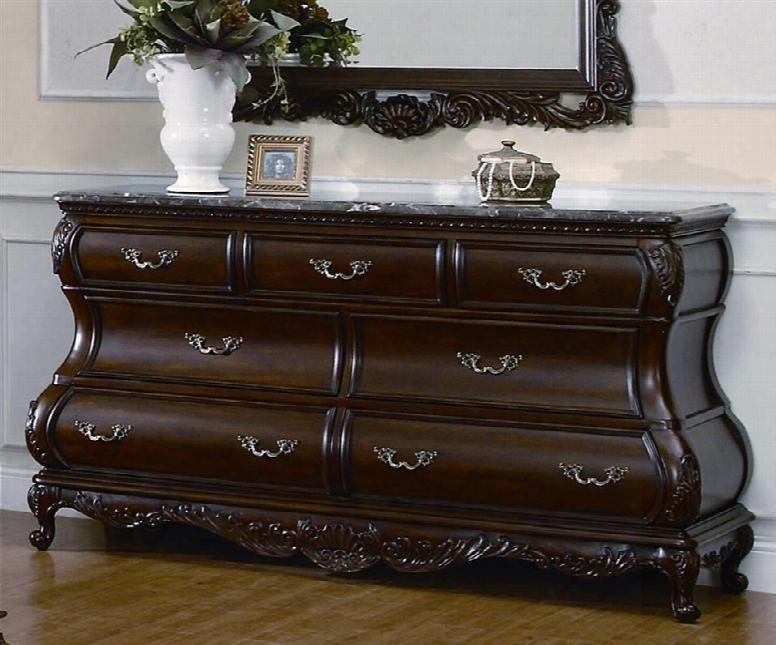 Ca7737dr Calidonian 7 Drawer Marble Top Dresser In A Cherry