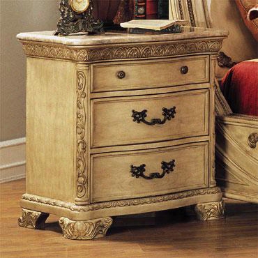 Ca7903n Cannes 3 Drawer Nightstand With Marble Top In Whitewash