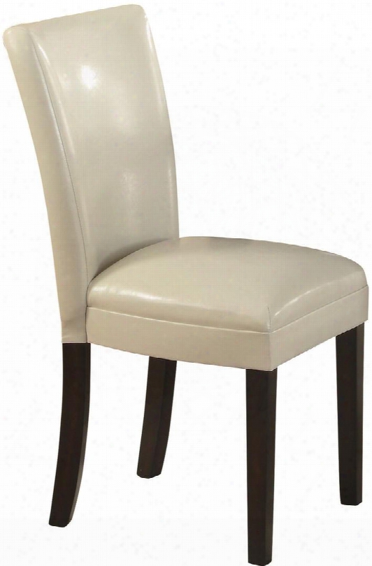 Carter 102264 23.5 " Dining Side Chairs With Cappuccino Tapered Legs Curved Shape Hindmost Plush Seat And Leatherette Upholstery In Cream