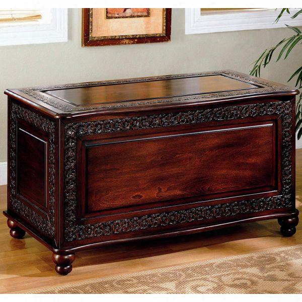 Cedar Chests Collection 900012 40" Cedar Chest With Flip Top Lid Carved Edges And Bun Feet In Deep Tobacco