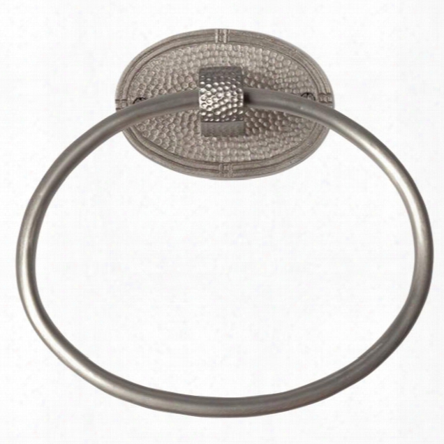 Cf133sn Solid Copper Towel Ring By The Side Of An Oval Backplate In Satin Nickel