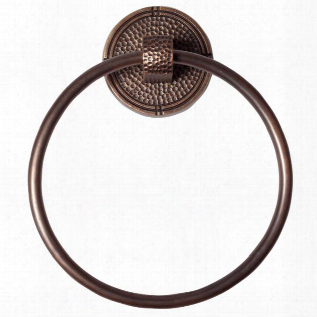 Cf134an Solid Copper Towel Ring With A Round Backplate In Antique Copper