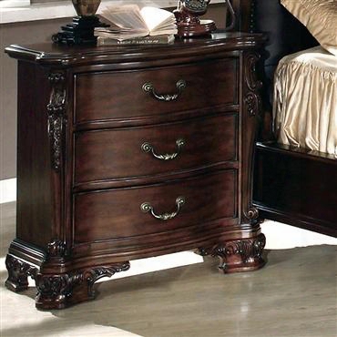 Da5903n Dasan 3 Drawer Nightstand With Marble Top In Dark Cherry