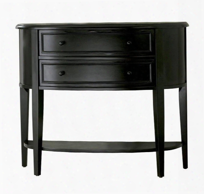 Demilune Collection 502-515 33" Console Table With 2 Drawers Tapered Legs And Simple Pulls In Antique Black With Sand Through Terra