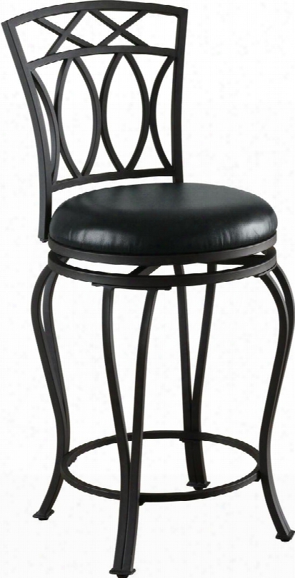 Dining Chairs And Bar Stools 122059 39" Swivel Counter Height Barstool With Circle Foot Rest Elegant Metal Construction And Black Faux Leather Seat In Black