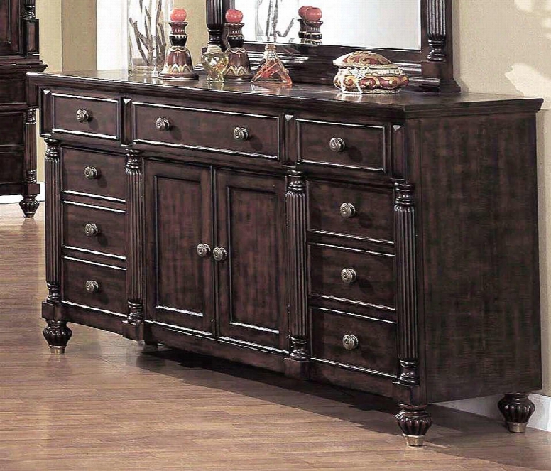 Ed6657dr Edinburgh 9 Drawer Dresser In Dark Brown