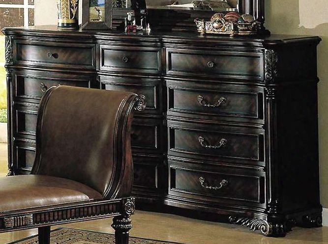 Fa3507dr Fabiana 12 Drawer Dresser With Marble Top In A Dark Cherry