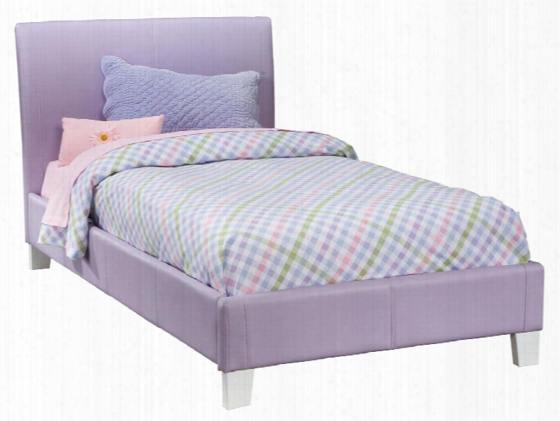 Fantasia Collection 60771a Twin Size Bed With Faux Leather Upholstery And Tapere Legs In Lavender