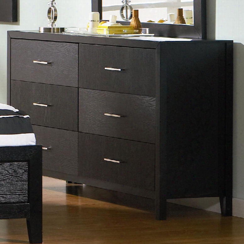 Grove Collection 59" 201653 Dresser With 6 Drawers Asian Hardwoods And Okumo Veneers In Black