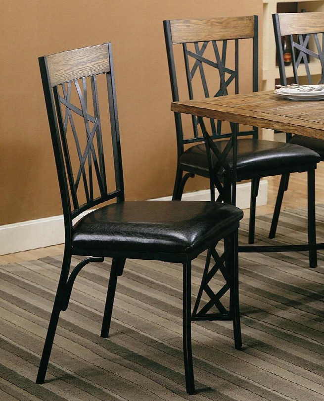 Hyperion 120402 Quantities Of 2 39" Dining Chairs Faux Leather Upholstered Seat With Distressed Detailing In Black