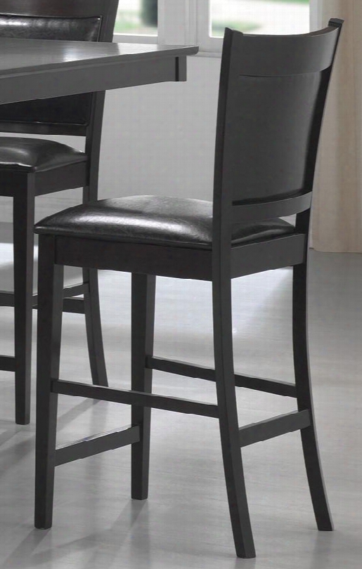 Jaden 100959 24"h Counter Height Stool With Legs Stretchers And Faux Leather Padded Seat & Back In Rich Cappuccino