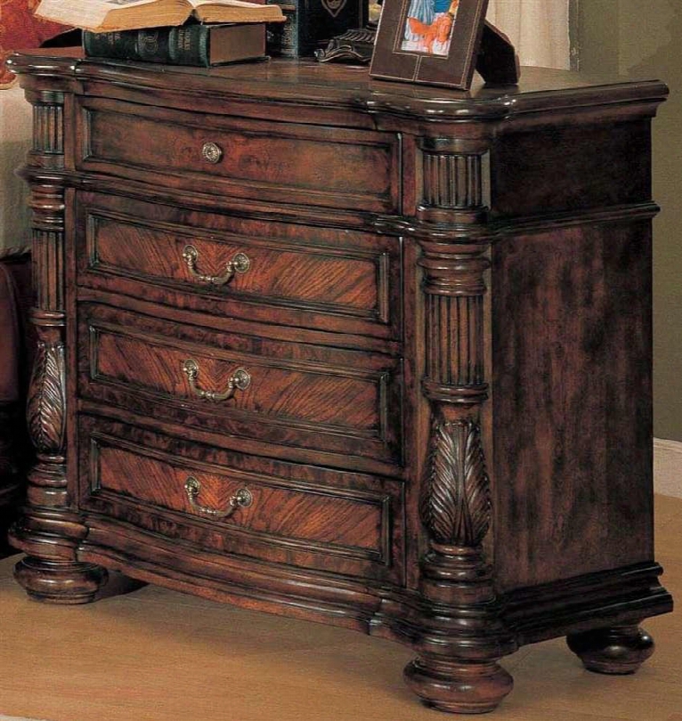 Js5103n Jasper 4 Drawer Nightstand With Marble Top In Cherry