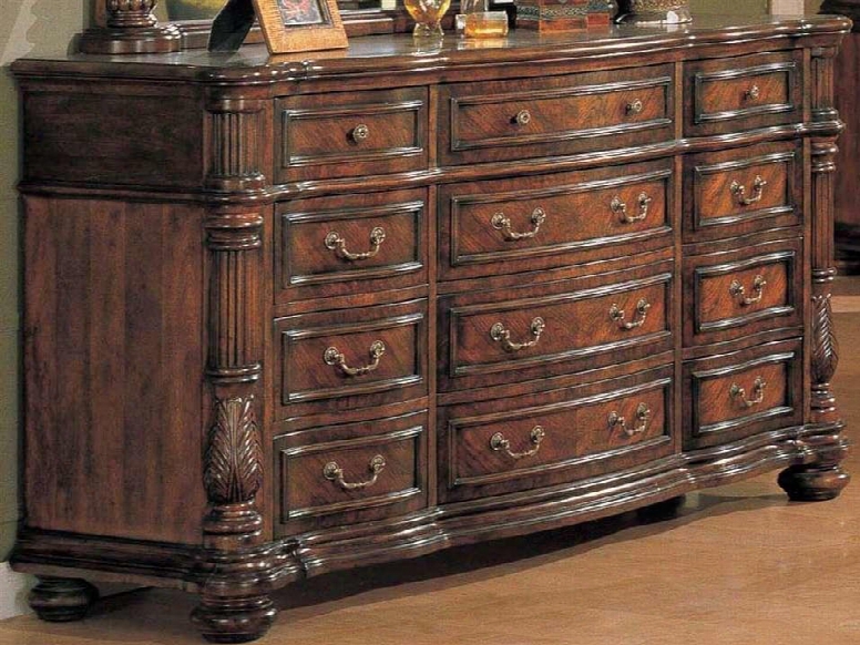 Js5107dr Jasper Marble Top 12 Drawer Dresser In Cherry