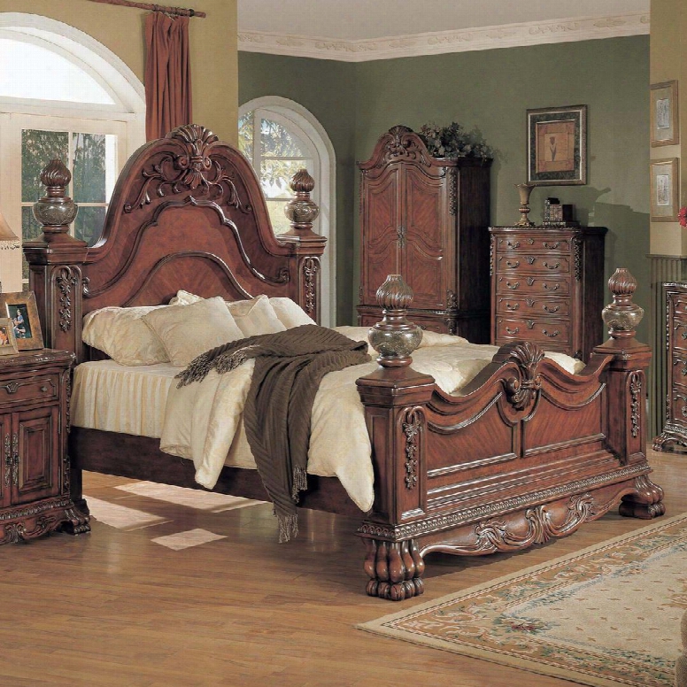 Kl6301k Kelsey King Bed With Marble Posts In Ignorance Cherry