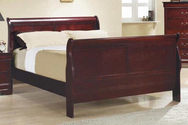 Louis Philippe 203971q Queen Size Sleigh Bed With Molding Detai L Tropical Hardwood And Okume Veneer Constructions In Red Brown