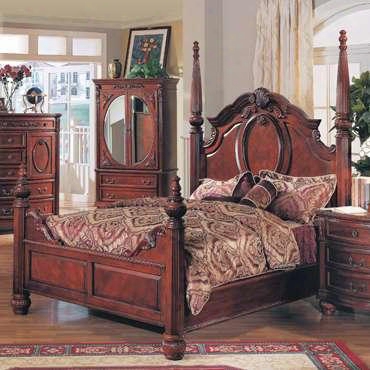 Md1000k Madina King Poster Bed In Red Cherry