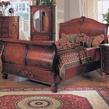 Md2000k Madina King Sleigh Bed In Red Cherry