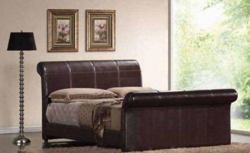 Mn4013k Montgomery King Bicast Leather Padded Sleigh Bed In A Chocolate