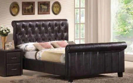 Mn4091k Montgomery King Padded Platform Bed With Leather In Chocolate