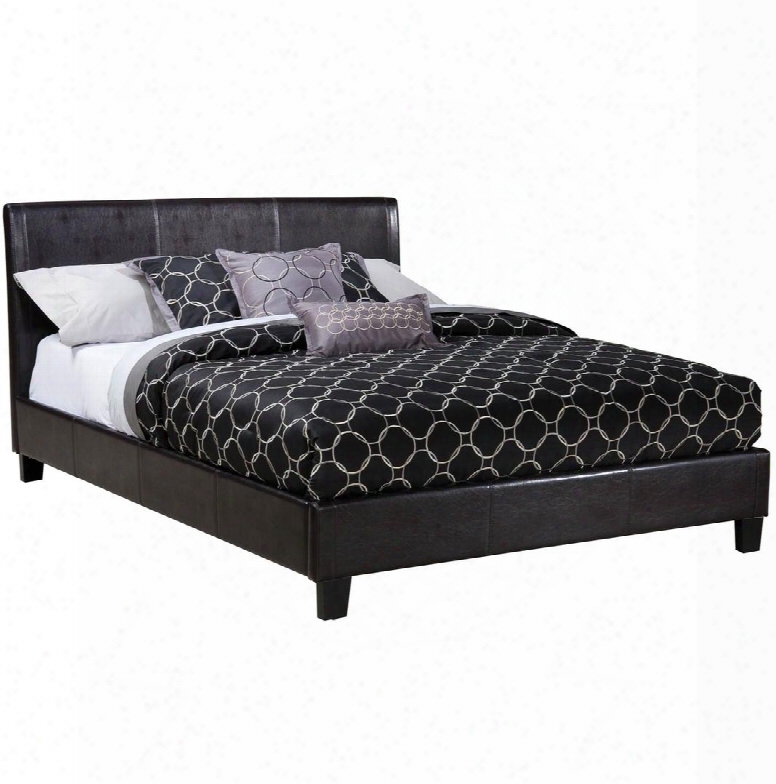 New York Collection 93981a Queen Size Upholstered Bed With Vinyl Upholstery In Black