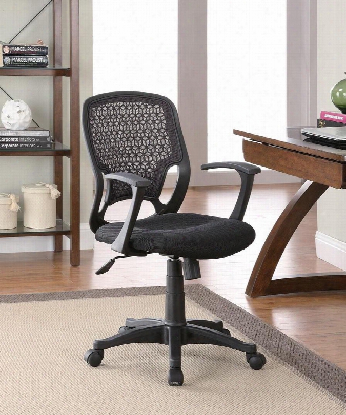 Office Chairs 800056 39.75" Office Chair With 360-degree Swivel Seat Gas Lift Adjustable Seat Height Mesh Backrest And Hooded Caster Base In Black