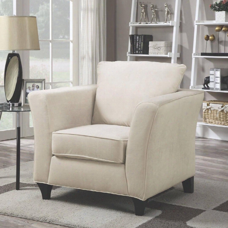 Park Place 500233 38" Fabric Upholstered Arm Chair With Tapered Legs And Piped Stitching In Cream