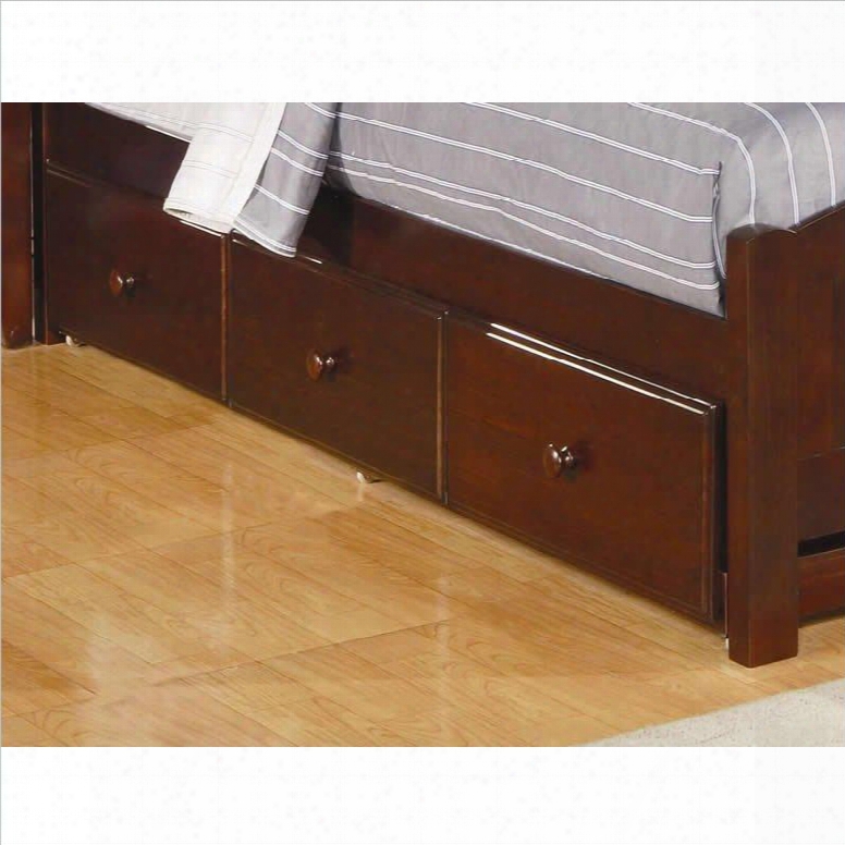 Pafker 400291s 74.5" Underbed Storage Unit With Casters Simple Knobs Solid Pine And Brass Wood Veneer Materials In Chestnut