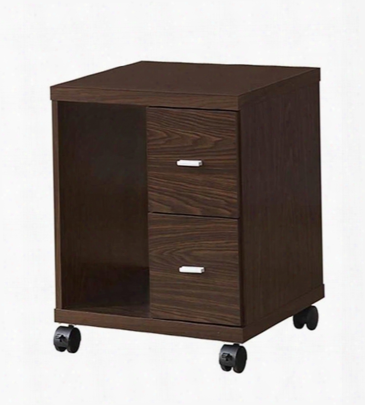 Peel Collection 800832 17.75" Computer Stand With 2 Drawers Vertical Open Shelf Casters And Wood Construction In Brown