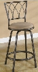 122019 24" Metal Bar Stool with Gentle Arches Back and Upholstered with Round Brown Microfiber Fabric