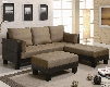 300160 82" Fulton Contemporary Sofa Bed Group with 2 Large Ottomans Vinyl Base with Microfiber Top and Back in Two-Tone Brown & Tan