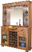 Sedona Collection 2413RO 54" Server & Back Bar with Natural Slate Mirror Back Waterfall Glass Glass Holders and 4 Adjustable Glass Shelves in Rustic Oak