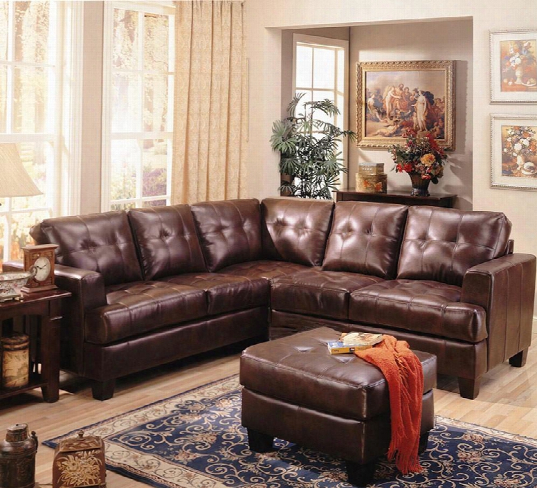 Samuel 500911 91" Sectional Sofa With Leeft Arm Facing Loveseat Wedge Right Arm Facing Sofa Wide Track Arms And Bonded Leather Upholstery In Dark Brown