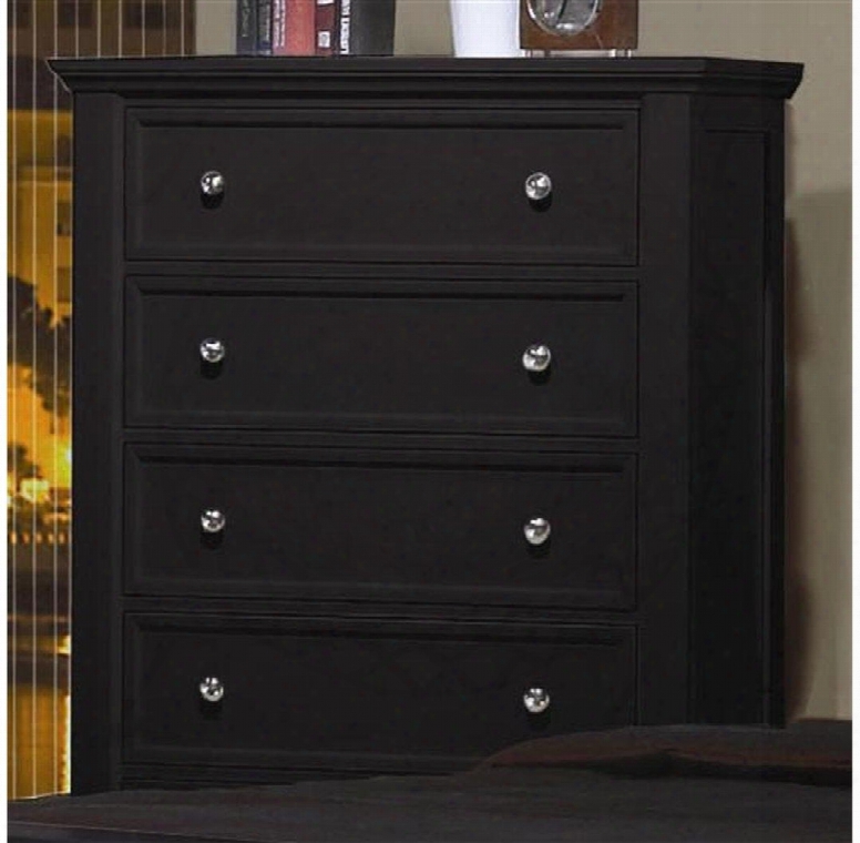 Sandy Beach 201325 36.25" Chest With 5 Drawers Felt Lined Top Drawer Tapered Turned Legs Tropical Hardwoods And Veneers Construction In Black
