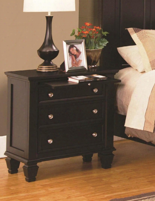 Sandy Beach 201992 29" 3-drawer Nightstand With Pull-out Tray Full Extension Drawer Glides And Silver Knob Pulls In