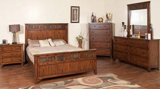 Santa Fe 2333dc-q Petite Queen Panelbed With Natural Slate And Tapered Legs In Dark