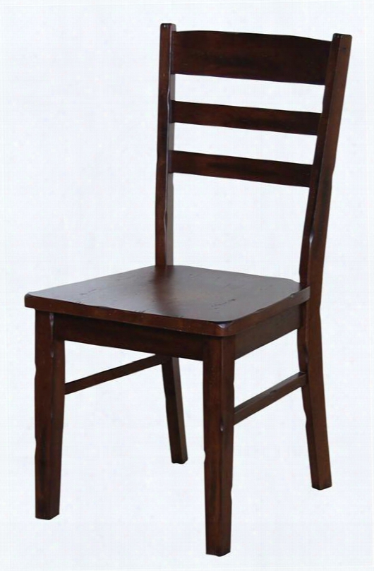 Santa Fe Collection 1616dc 37" Ladderback Chair With Wooden Seat Tapered Legs And Stretchers In Dark