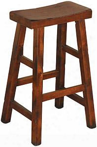 Santa Fe Collection 1769dc 30" Stool With Saddle Seat Distressed Detailing And Stretchers In Dark Chocolate