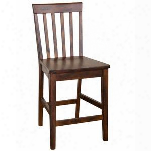 Santa Fe Collection 1854dc 41" Slatback Barstool With Wooden Seat Tapered Legs And Stretchers In Dark Chocolate