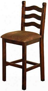 Santa Fe Collection 1859dc 49" Ladderback Stool With Cushioned Seat Stretchers And Distressed Detailing In Dark Chocolate