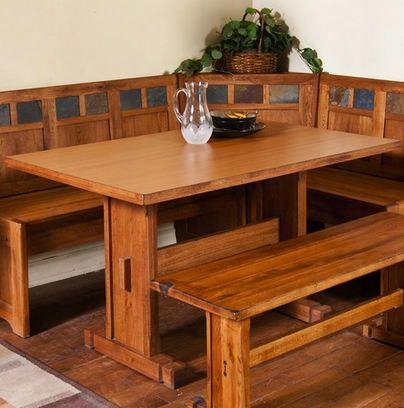 Sedona Collection 0219ro 4-piece Breakfast Nook Set With Short Bench Long Bench Side Bench And Table In Rustic Oak