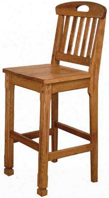 Sedona Collection 1821ro 47" Slatback Barstool With Wooden Seat Apron And Stretchers In Rustic Oak