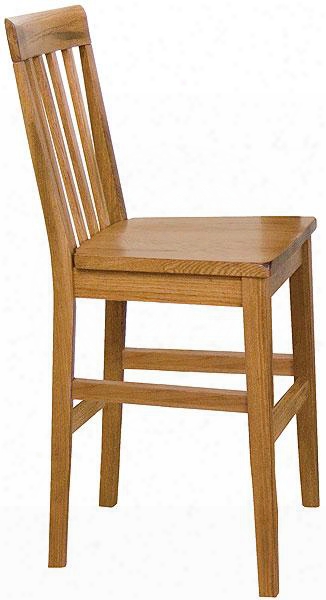 Sedona Collection 1854ro 41" Slatback Barstool With Wooden Seat Tapered Legs And Stretchers In Rustic Oak