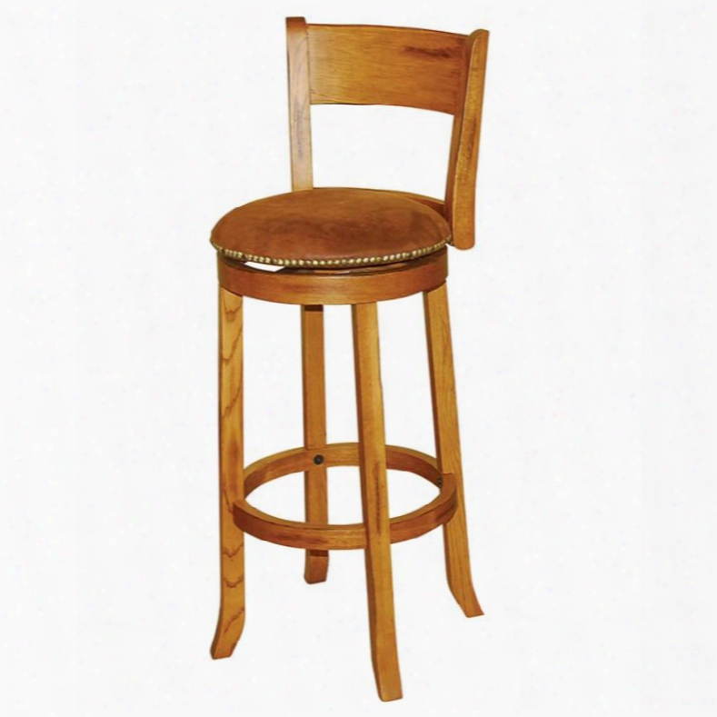 Sedona Collection 1883ro 43" Swivel Barstool Wi Th Swivel Cushioned Seat Button Accents And Stretchers In Rustic Oak